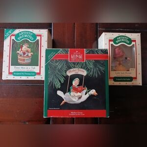 Vintage Storybook Nursery Rhyme Childhood Hallmark Ornaments (Lot of 3)